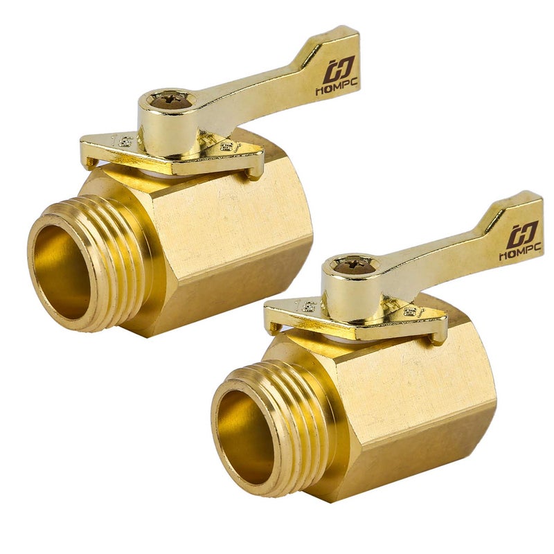HQMPC Super Heavy Duty 3/4" Brass Shut Off Valve Garden Hose Shut Off Valve Garden Hose Connector 2 PCS - Image 1